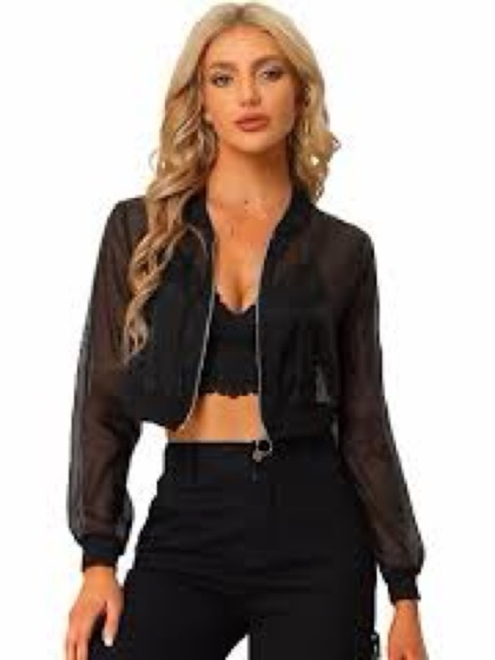 Cali Sport Black Cropped Activewear Jacket Size XL Full Zip
